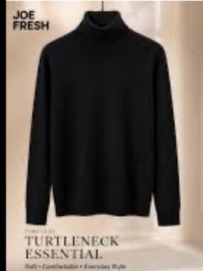 Joe Fresh Black Textured Knit Turtleneck Sweater